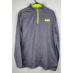 Batman Men's 2XL XXL 1/4 Zip Fleece Lined Jacket Gray Mock Neck